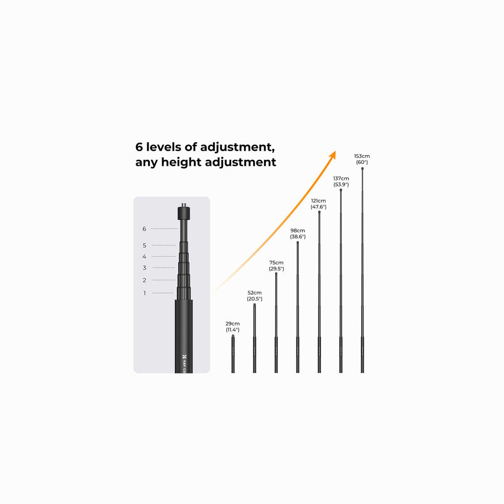 K&F Concept MS07 Invisible Selfie Stick (5')-KF09.132