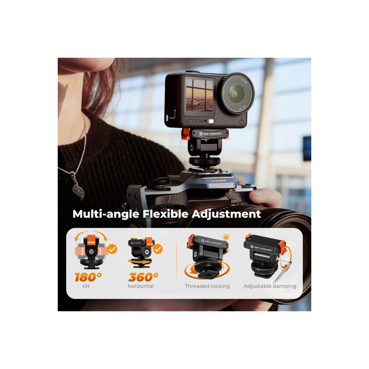 K&F Concept Magnetic Cold Shoe Mount for DJI Osmo Nano & Action 6 – KF12.0035