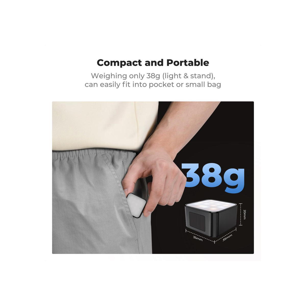 K&F Concept Magnetic Mini Fill Light for DJI Osmo Pocket 3 & 4 – KF20.0001