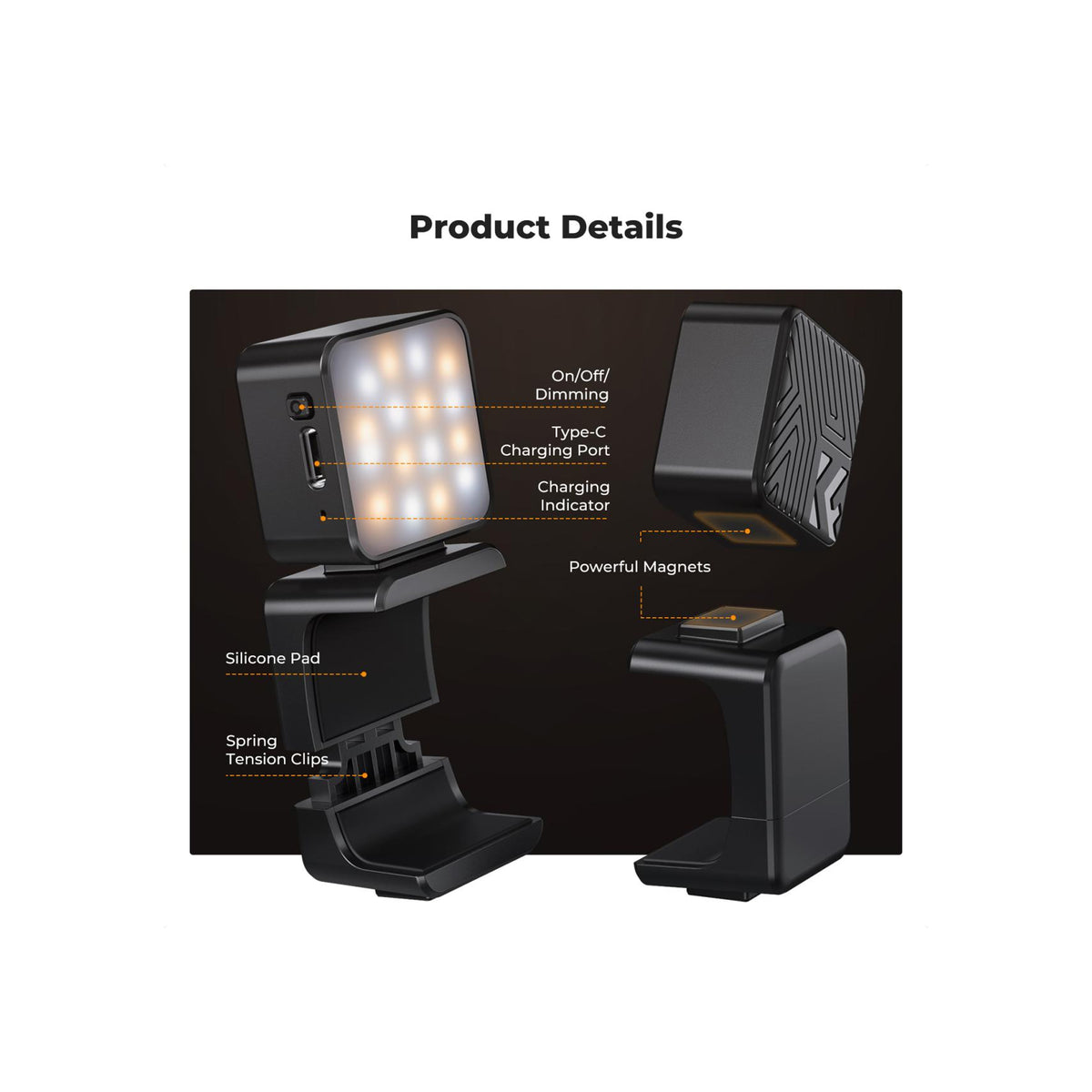 K&F Concept Magnetic Mini Fill Light for DJI Osmo Pocket 3 & 4 – KF20.0001