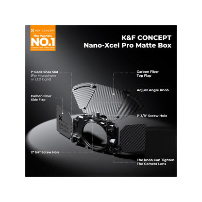 K&F Concept Pro Matte Box Kit with 2 Filter Trays & 5 Adapter Rings – SKU.2322V1