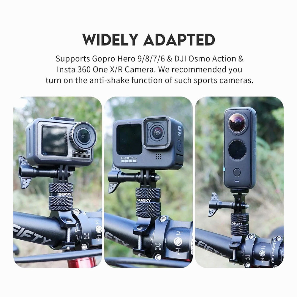 K&F Concept Mountain Bike Bicycle Motorcycle Handlebar Mounting Clamp Aluminum Alloy Bracket Fits Action Cameras-