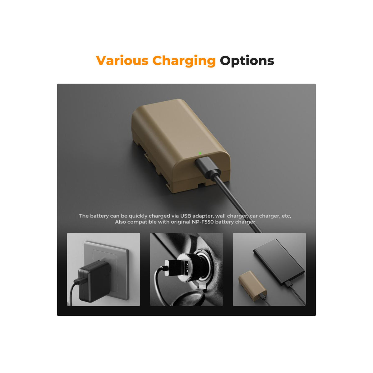 K&F Concept NP-F550 3500mAh USB-C Rechargeable Battery-KF28.0035