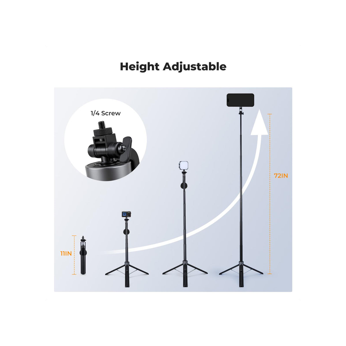 K&F Concept Popod 72" 3-in-1 Magnetic Phone Tripod & Selfie Stick – KF15.0015