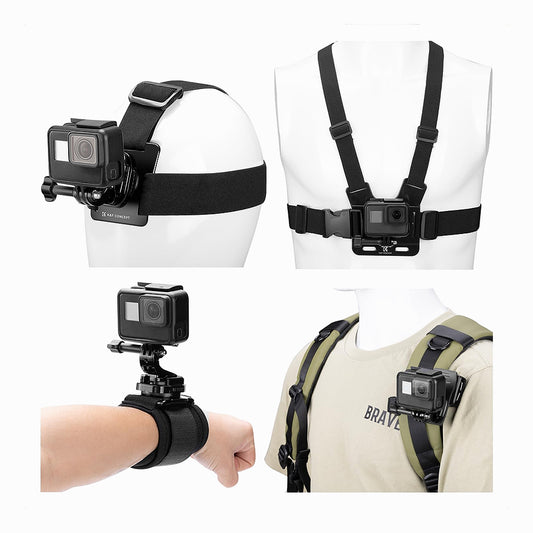 K&F Concept SKU.2289 Head Strap & Chest Mount Accessories Set for GoPro / DJI Osmo / Insta360 Action Camera