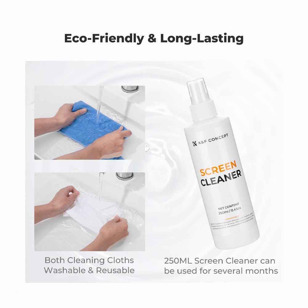 K&F Concept Screen Cleaner 250ml, Microfibre Towels 30 * 30cm and Microfiber Cleaning Cloth 15 * 15cm