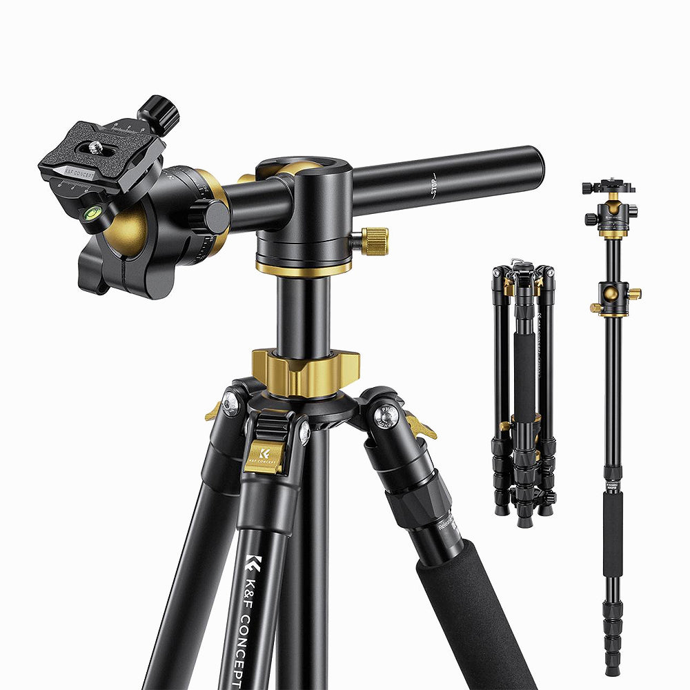 K&F Concept T255A4+BH-32L (Golden) 2-in-1 Aluminum Multifunctional Camera Tripod Monopod-KF09.085V6