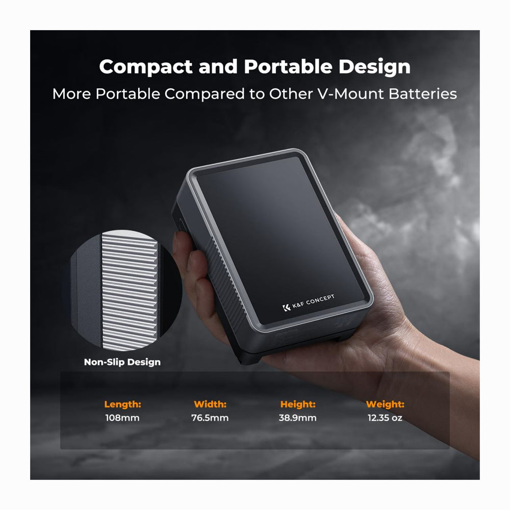 K&F Concept V Mount Battery 50Wh 3400mAh Mini V-Mount Battery with 65W Output -KF28.0059