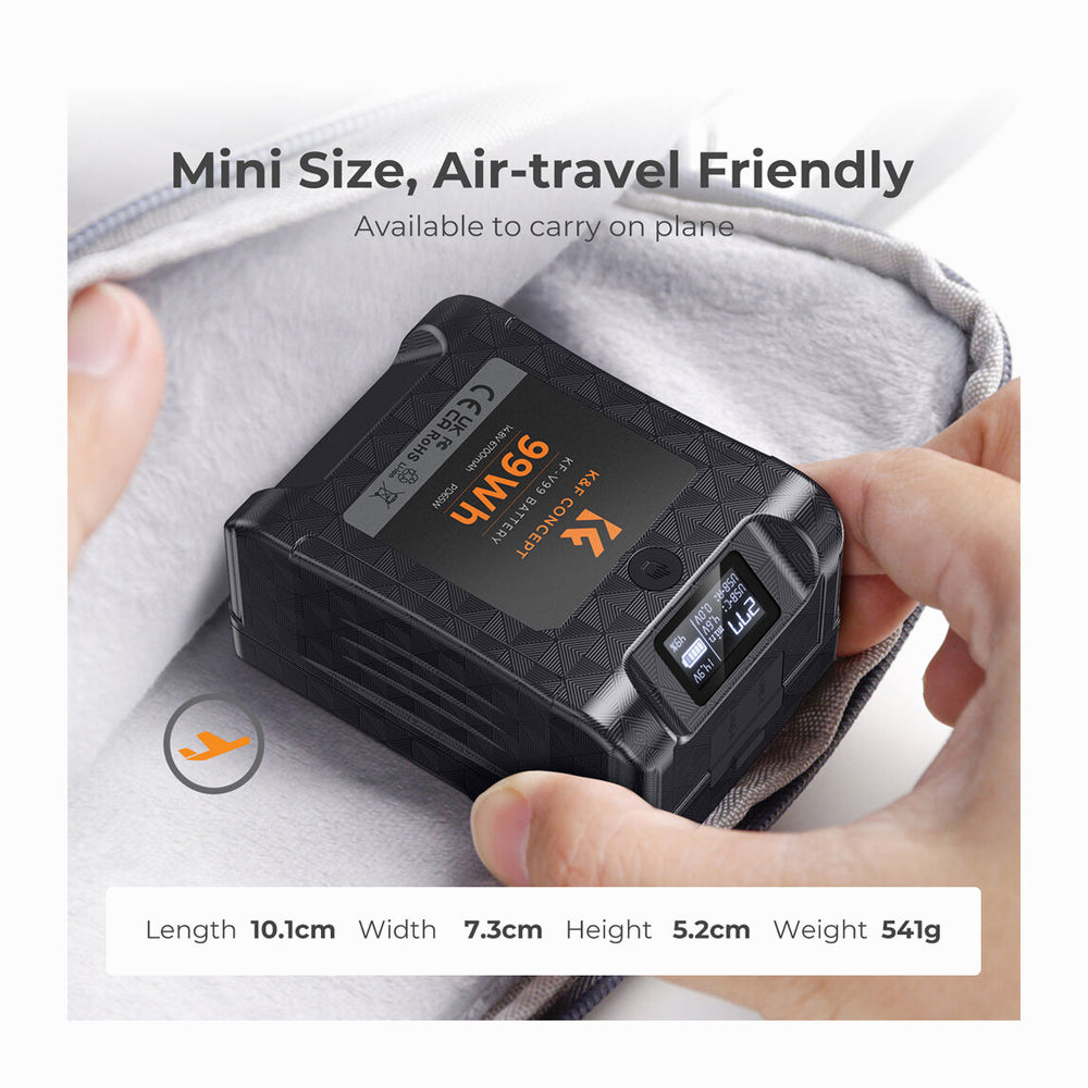 K&F Concept V Mount Battery, 99Wh Mini V-Mount Battery, 6700mAh 14.8V Support 65W PD USB-C Fast Charger-KF28.0024
