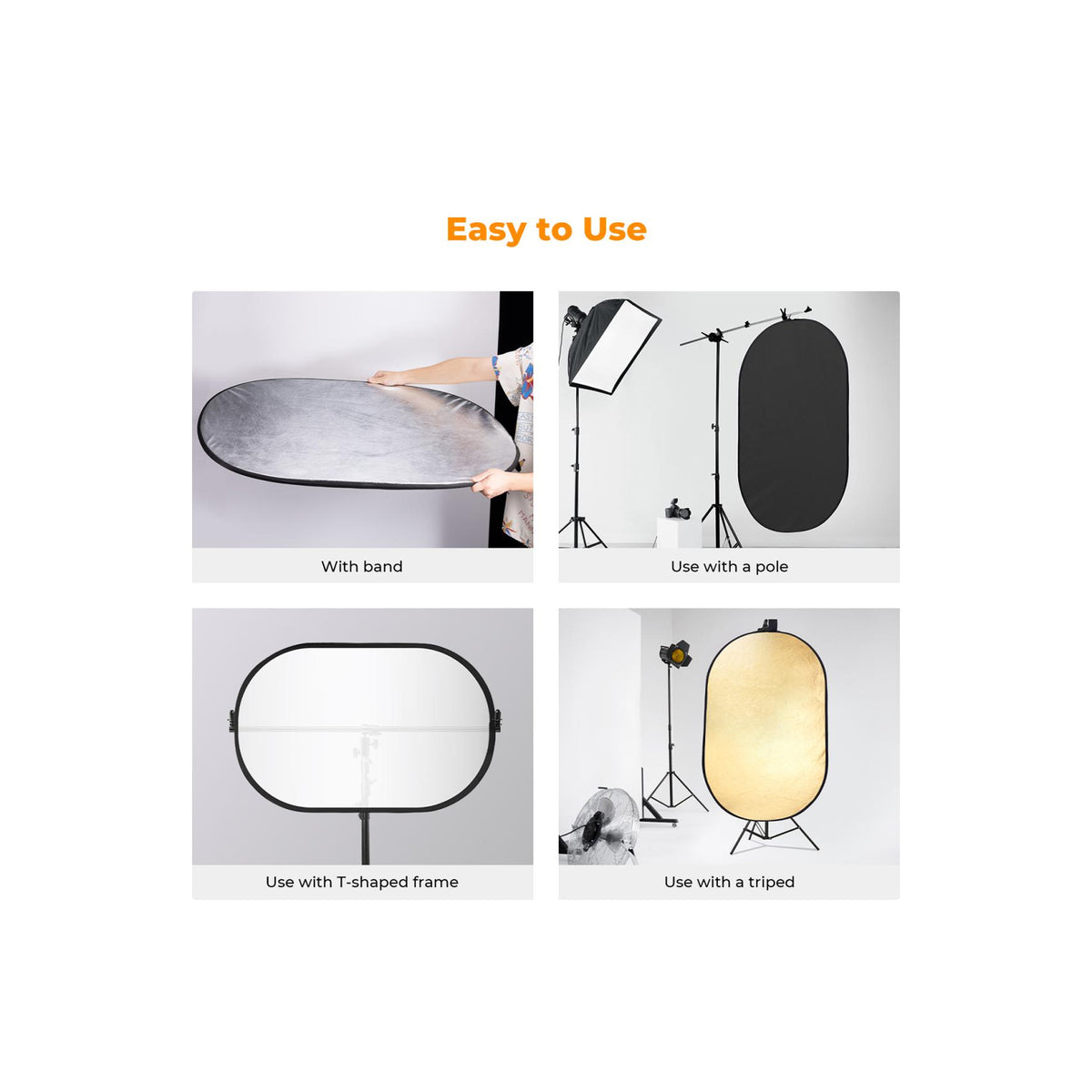K&F Concept (60x90cm) 5-in-1 Oval Foldable Reflector with Carrying Bag