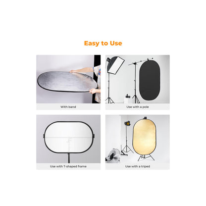 K&F Concept (60x90cm) 5-in-1 Oval Foldable Reflector with Carrying Bag