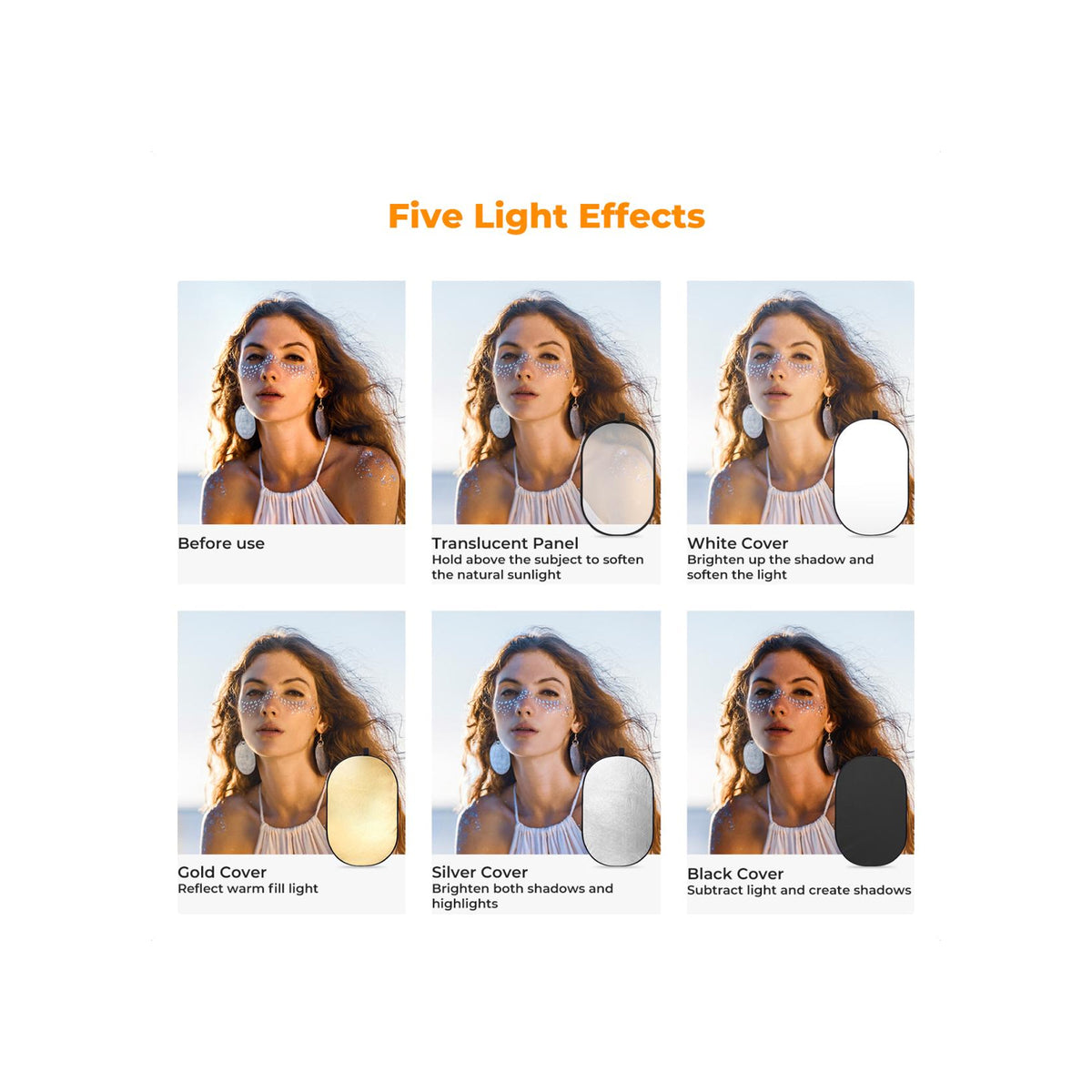 K&F Concept (60x90cm) 5-in-1 Oval Foldable Reflector with Carrying Bag