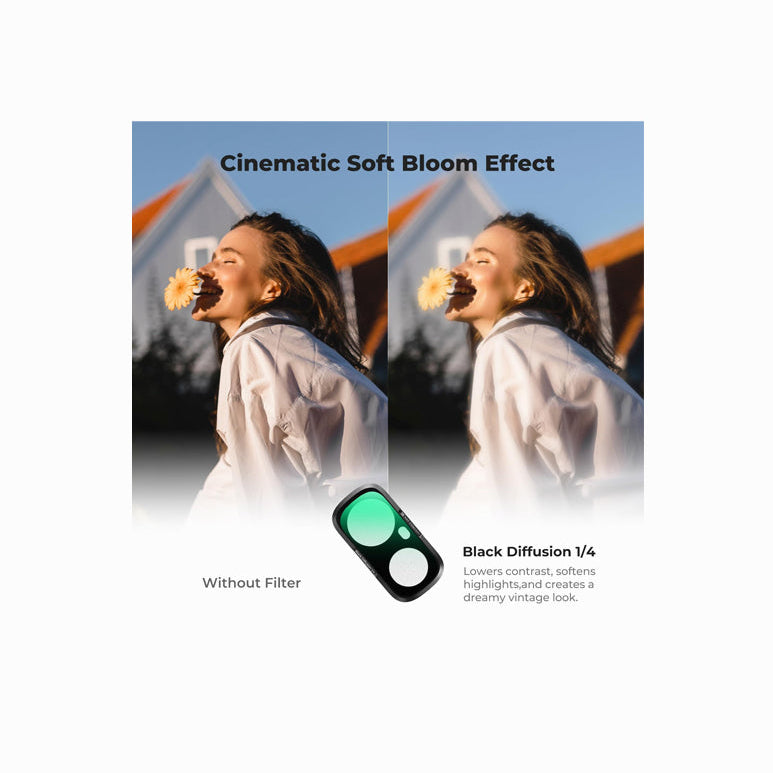 K&F CONCEPT Black Diffusion 1/4 Filter Kit Compatible with Insta360 Luna Ultra, Black-Mist 1/4 Filter with Magnetic Mount, Creates a Cinematic Soft Glow and Atmospheric Mood-KF0103.0501.0010