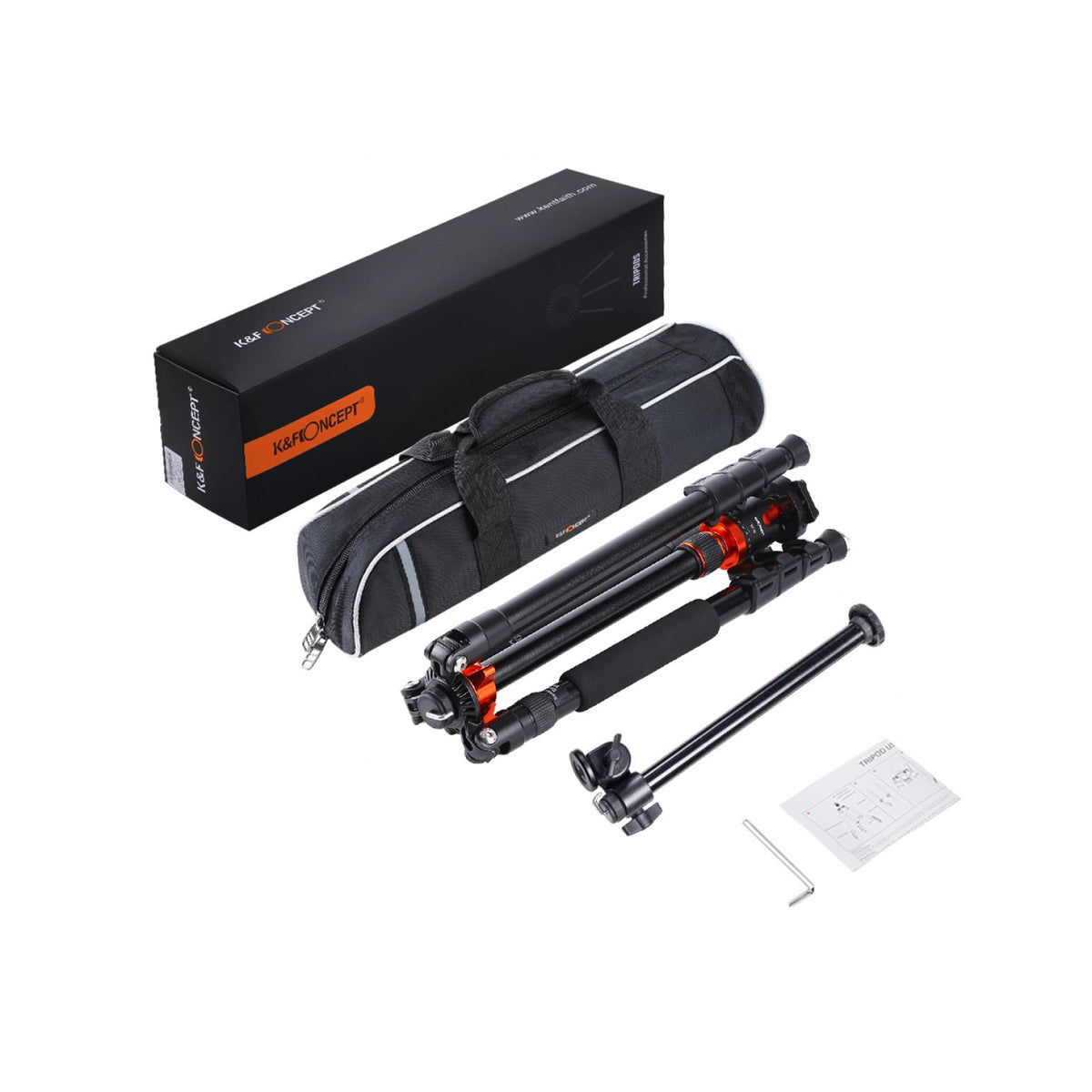 K&F CONCEPT K234A7 Aluminum Tripod + BH-28L Ball Head + S210 Cross Column (KF09.087V6)