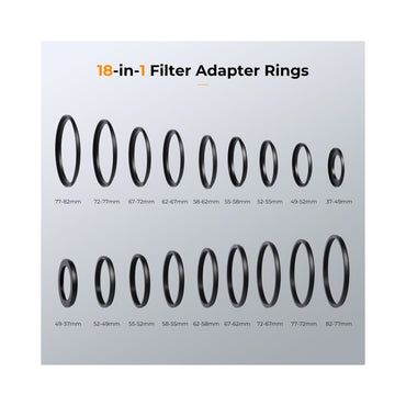 K&F Concept 18 Pieces Filter Ring Adapter Set (SKU.0629)