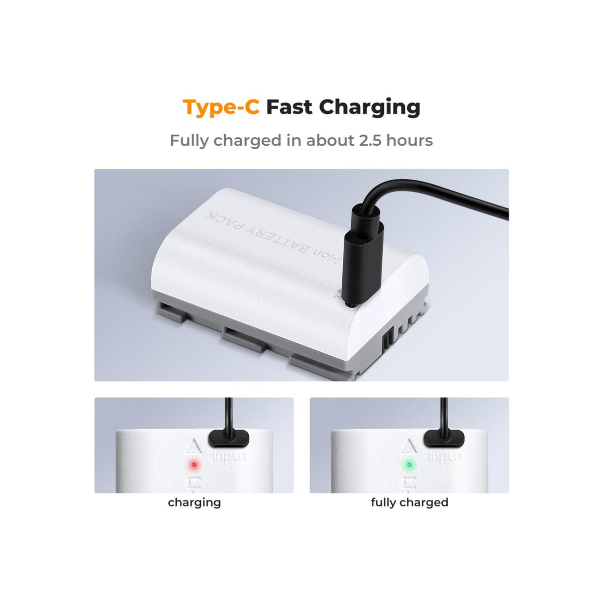 K&F Concept 2-Pack LP-E6NH Batteries with USB-C Fast Charging for Canon Cameras – 2600mAh-KF28.0033S1