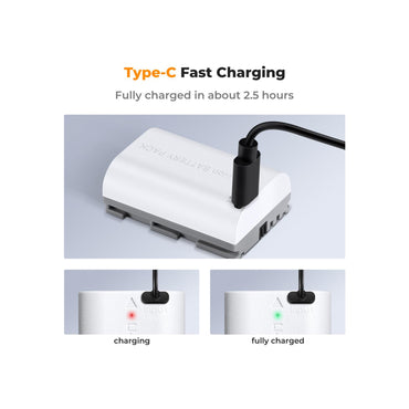 K&F Concept 2-Pack LP-E6NH Batteries with USB-C Fast Charging for Canon Cameras – 2600mAh-KF28.0033S1