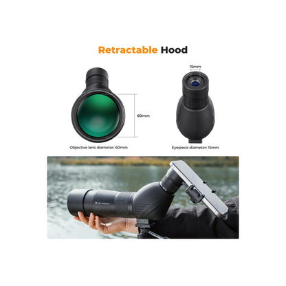 K&F Concept 20–60×60 Waterproof Spotting Scope with Tripod & Phone Adapter – KF33.033V1