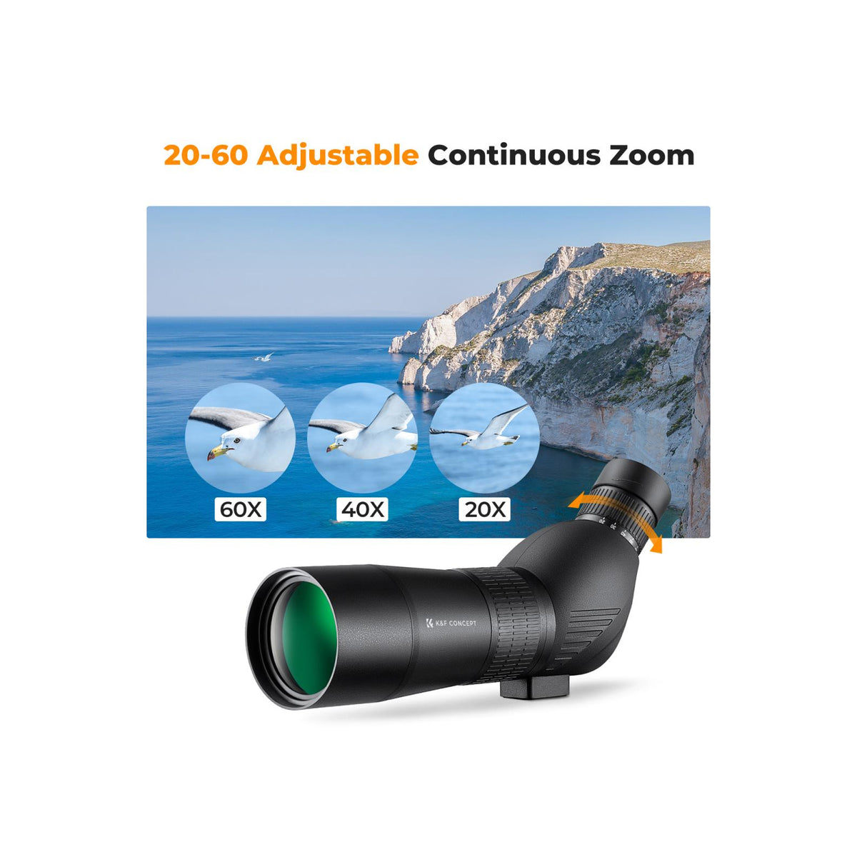 K&F Concept 20–60×60 Waterproof Spotting Scope with Tripod & Phone Adapter – KF33.033V1