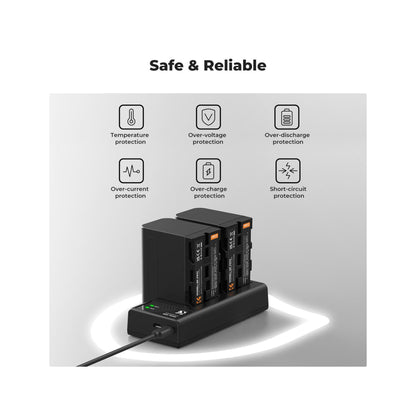 K&F Concept 2 Pack NP-F970 Battery with LED Charger, Compatible with Sony NP-F550 F570 F750 F770 F930 F950 F960 F970, High-Power LED Lights, Monitors, Camera Sliders (KF28.0047)