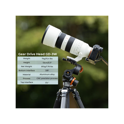 K&F Concept 3-Way Geared Tripod Head(KF31.047)
