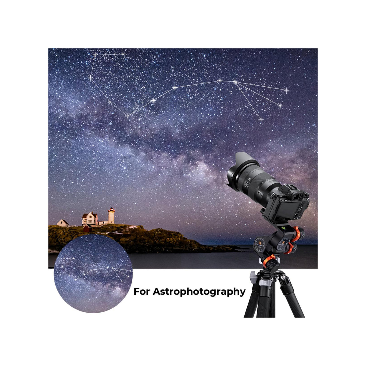 K&F Concept 3-Way Geared Tripod Head(KF31.047)