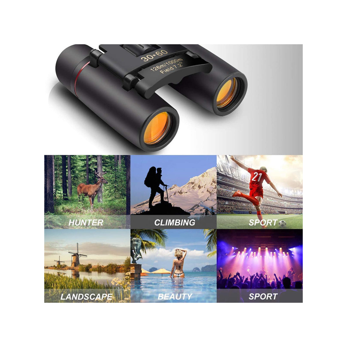 K&F Concept 30X60 Small Pocket Binoculars Compact Adults Mini Kids Binoculars Boys for Bird Watching / Concert Theater Opera (KF33.034)
