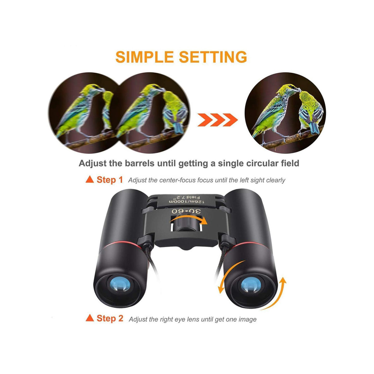 K&F Concept 30X60 Small Pocket Binoculars Compact Adults Mini Kids Binoculars Boys for Bird Watching / Concert Theater Opera (KF33.034)