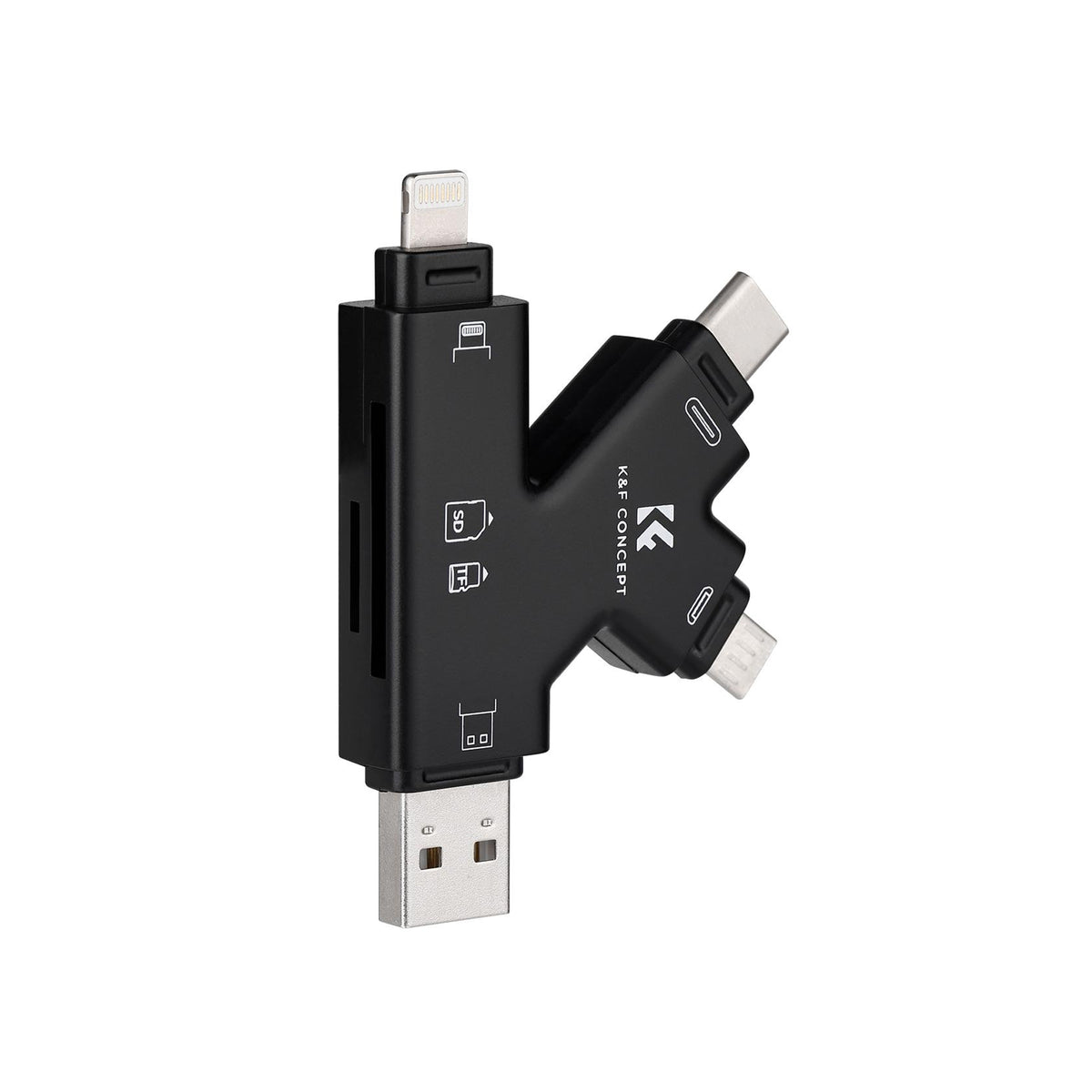 K&F CONCEPT SD Card Reader for iPhone/iPad/Android/Mac/Computer/Camera, 4 in 1 Micro SD Card Reader (KF42.0006)