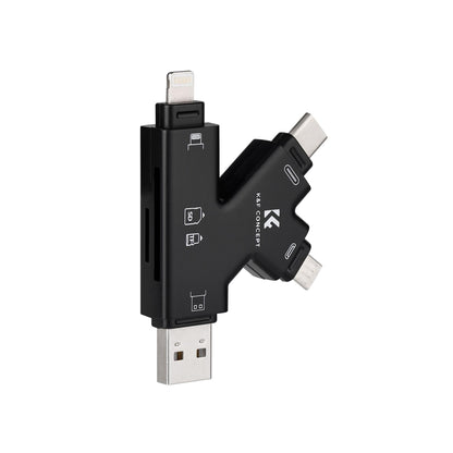 K&F CONCEPT SD Card Reader for iPhone/iPad/Android/Mac/Computer/Camera, 4 in 1 Micro SD Card Reader (KF42.0006)