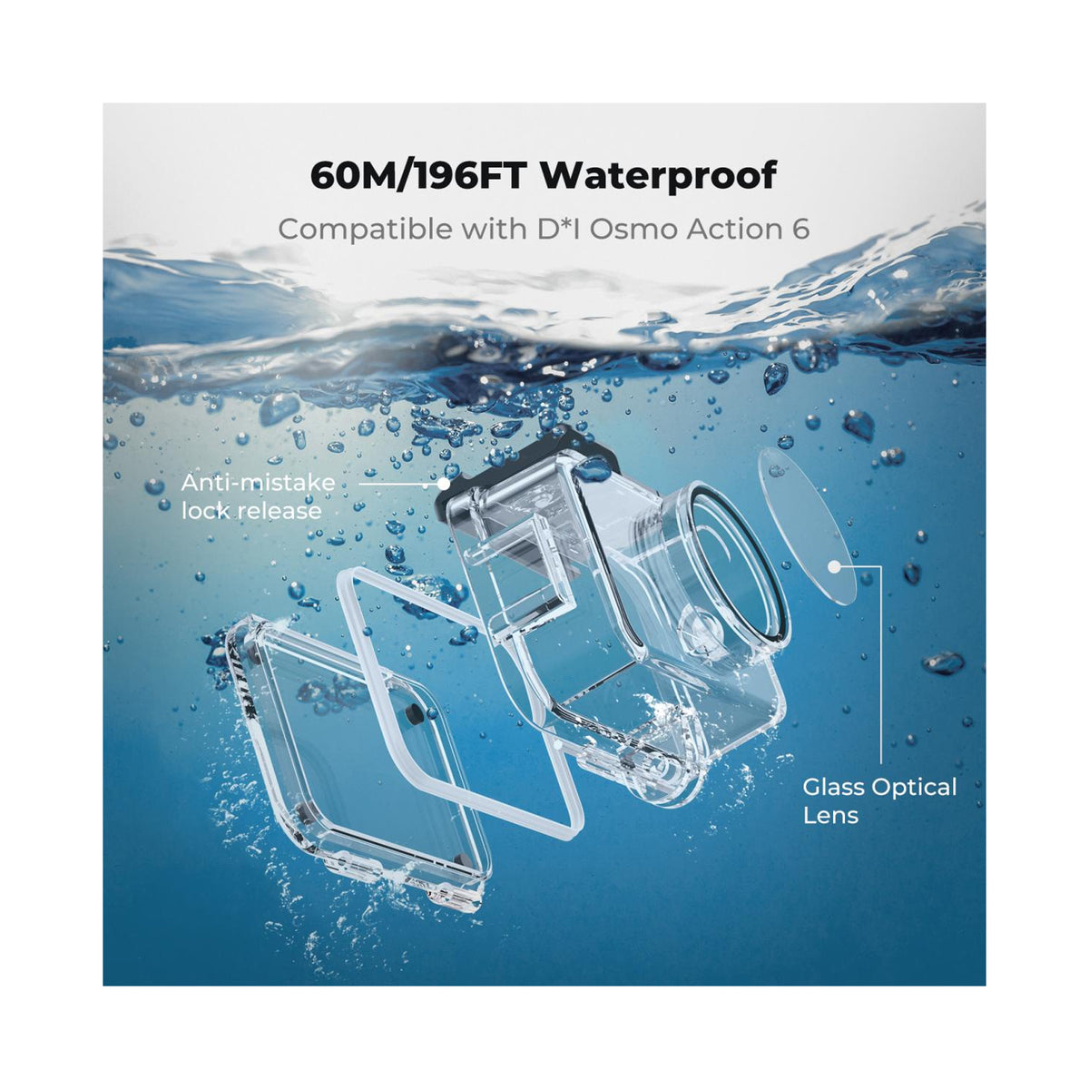 K&F Concept 60m Waterproof Case & Floating Handle Kit for DJI Osmo Action 6 – KF12.0049