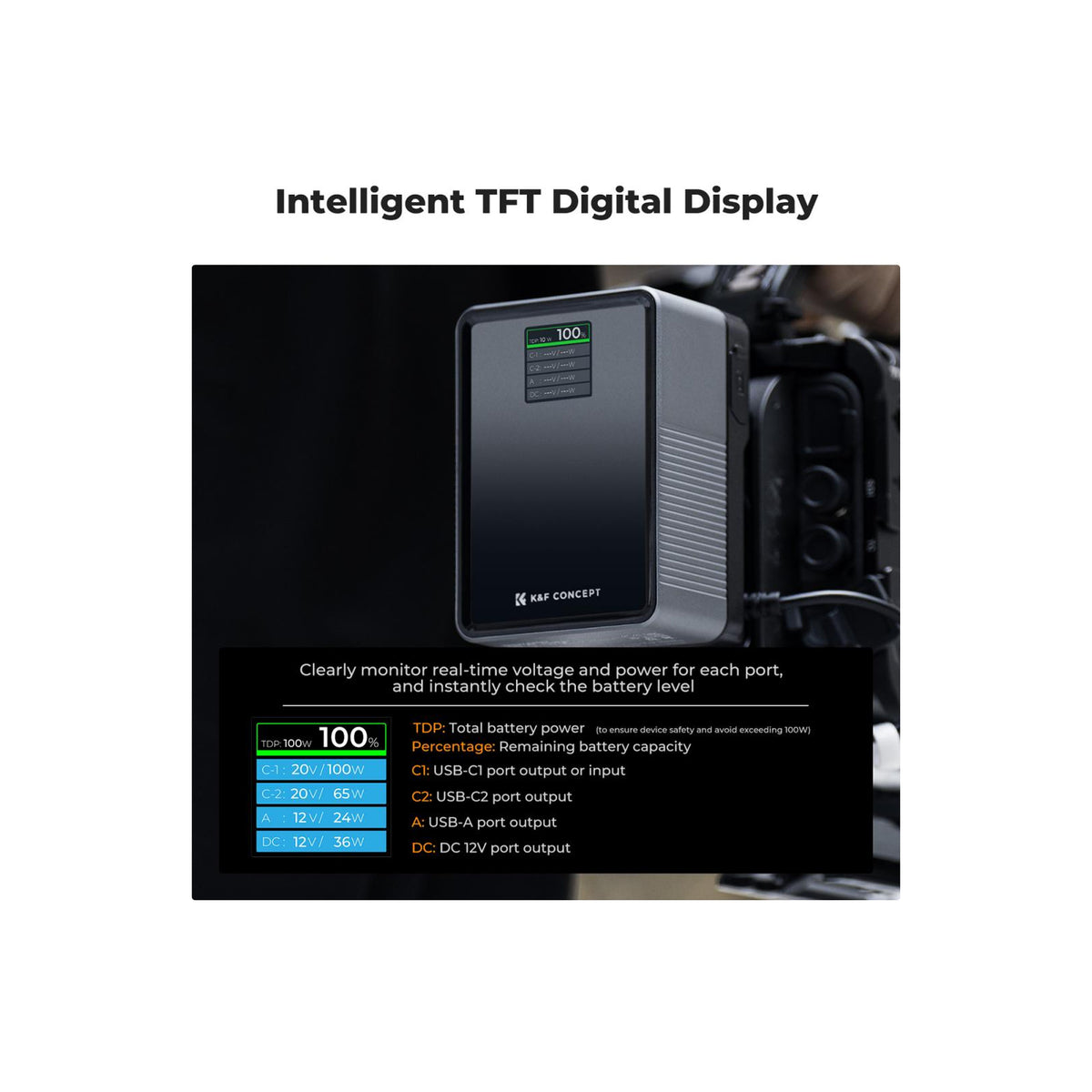 K&F Concept 99Wh V-Mount Battery with PD100W USB-C Fast Charging-KF28.0024V1