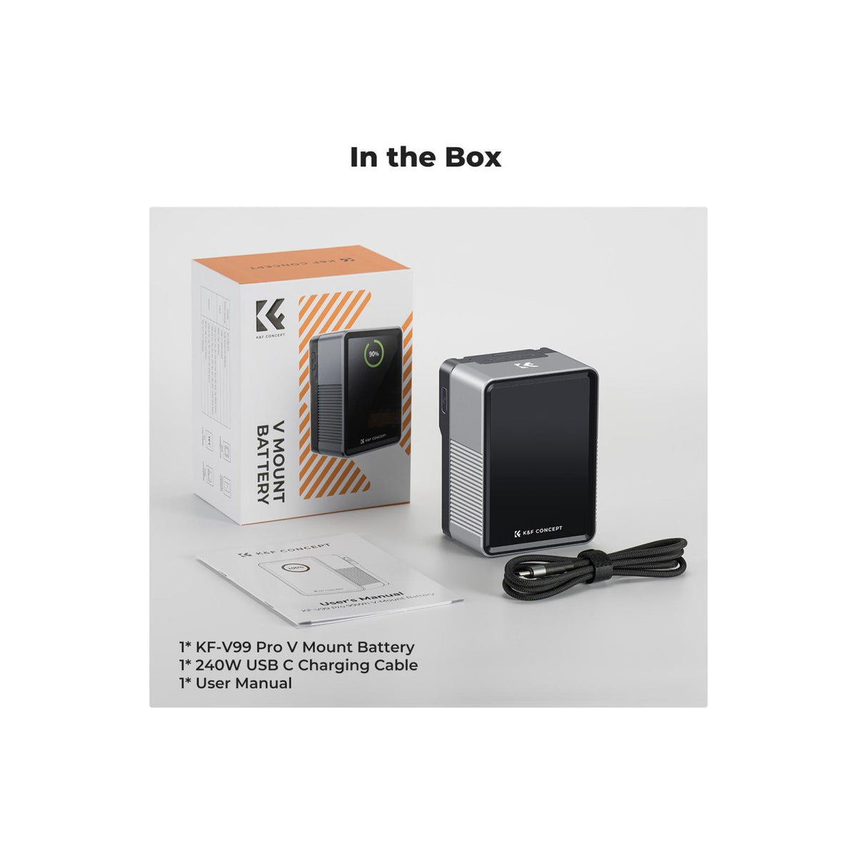 K&F Concept 99Wh V-Mount Battery with PD100W USB-C Fast Charging-KF28.0024V1