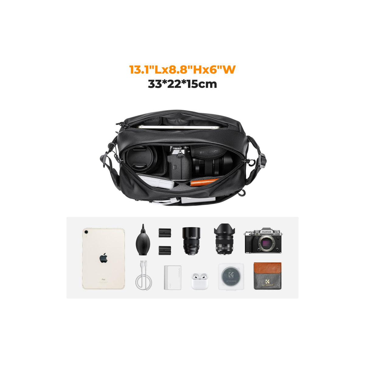K&F Concept Black 10LAlpha Camera Sling Bag (KF13.157V1)
