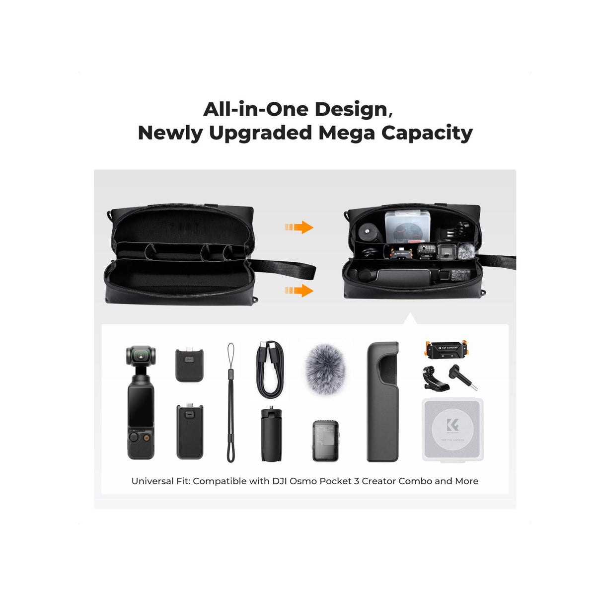 K&F Concept Carrying Bag for DJI Osmo Pocket 3, Portable Storage Carry Case (KF13.200)