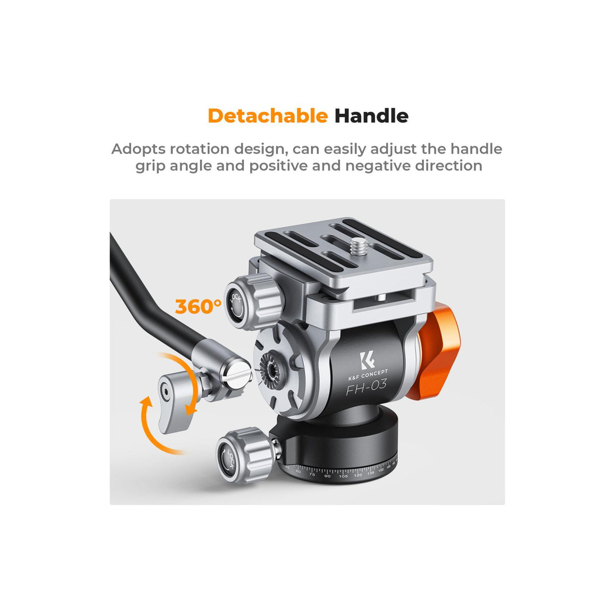 K&F Concept FH-03 Video Fluid Head with Arca-Swiss Quick-Release Plate-KF31.087