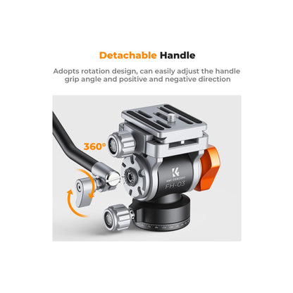 K&F Concept FH-03 Video Fluid Head with Arca-Swiss Quick-Release Plate-KF31.087