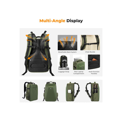 K&F Concept KF13.134V3 Green Camera Backpack Bag 22L