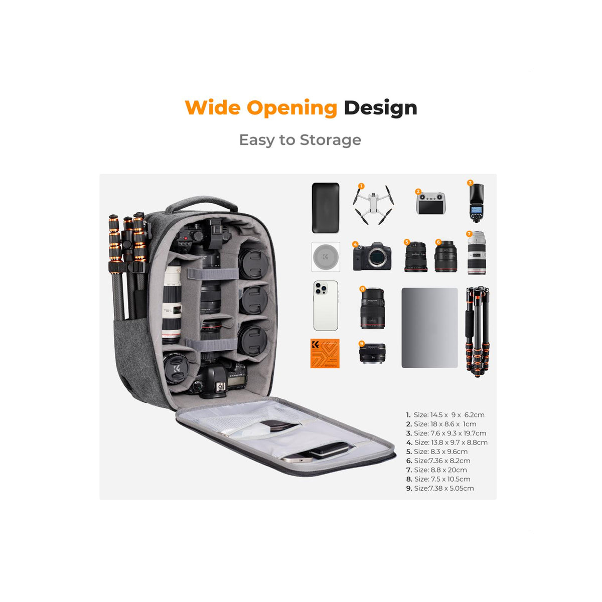 K&F Concept KF13.134V4 Grey Camera Backpack Bag 22L