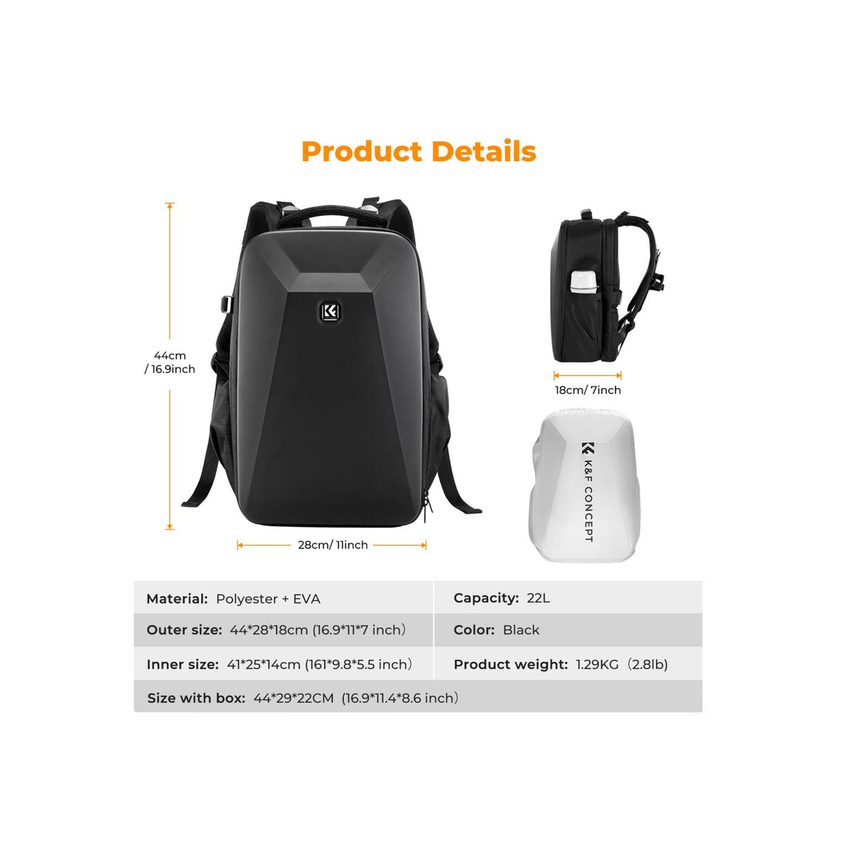 K&F Concept KF13.134 Black Camera Backpack Bag 22L