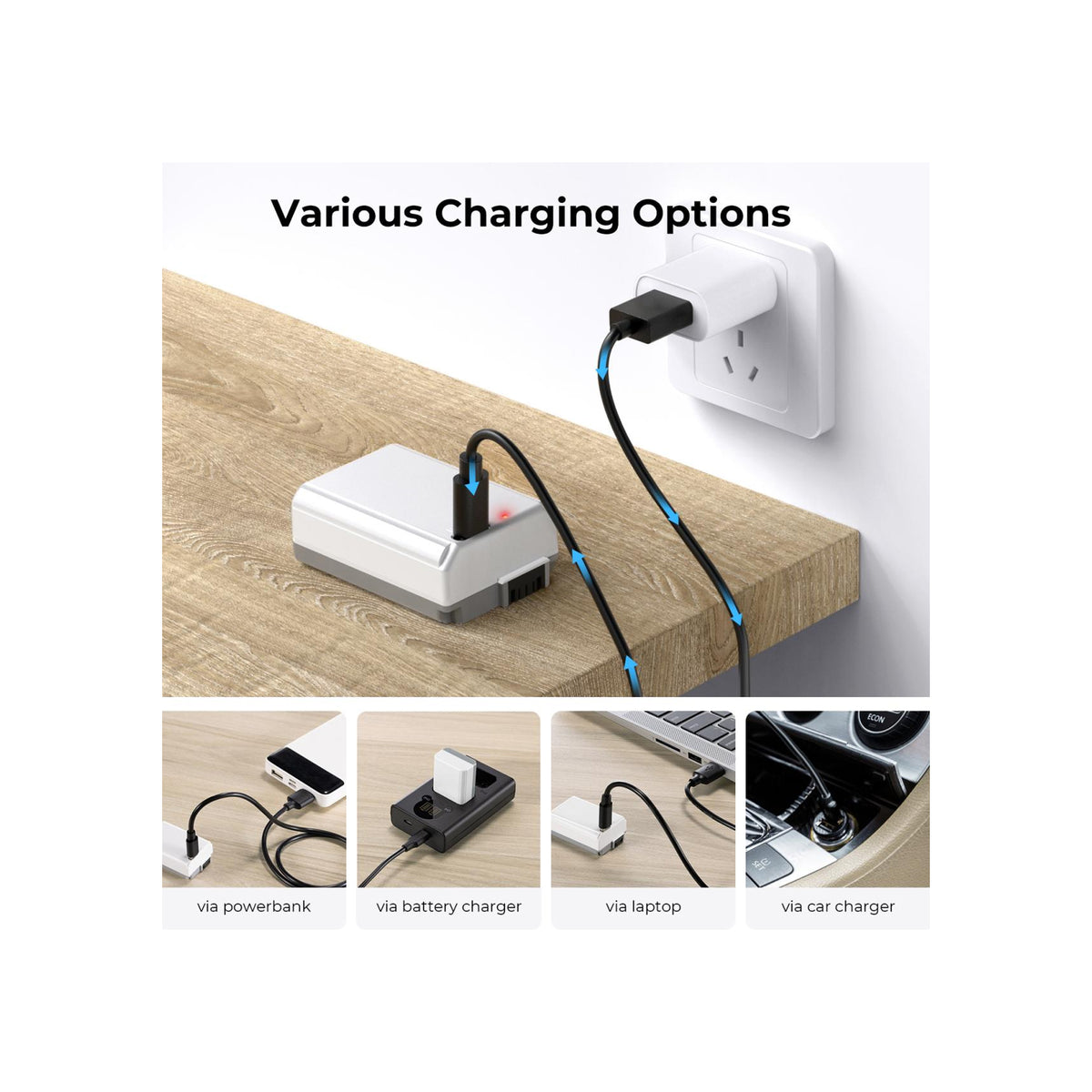 K&F Concept NP-FW50 1100mAh USB-C Batteries for Sony Cameras-KF28.0026