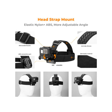 K&F Concept SKU.2289 Head Strap & Chest Mount Accessories Set for GoPro / DJI Osmo / Insta360 Action Camera