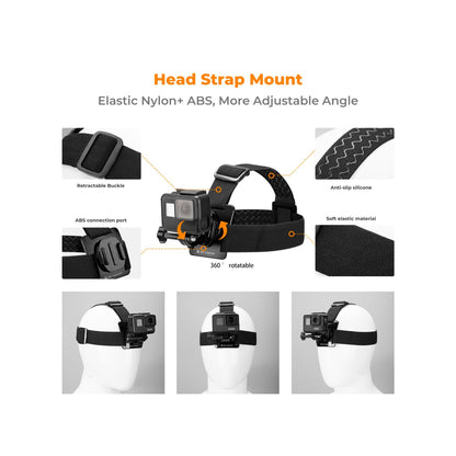 K&F Concept SKU.2289 Head Strap & Chest Mount Accessories Set for GoPro / DJI Osmo / Insta360 Action Camera
