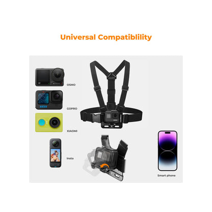 K&F Concept SKU.2289 Head Strap & Chest Mount Accessories Set for GoPro / DJI Osmo / Insta360 Action Camera