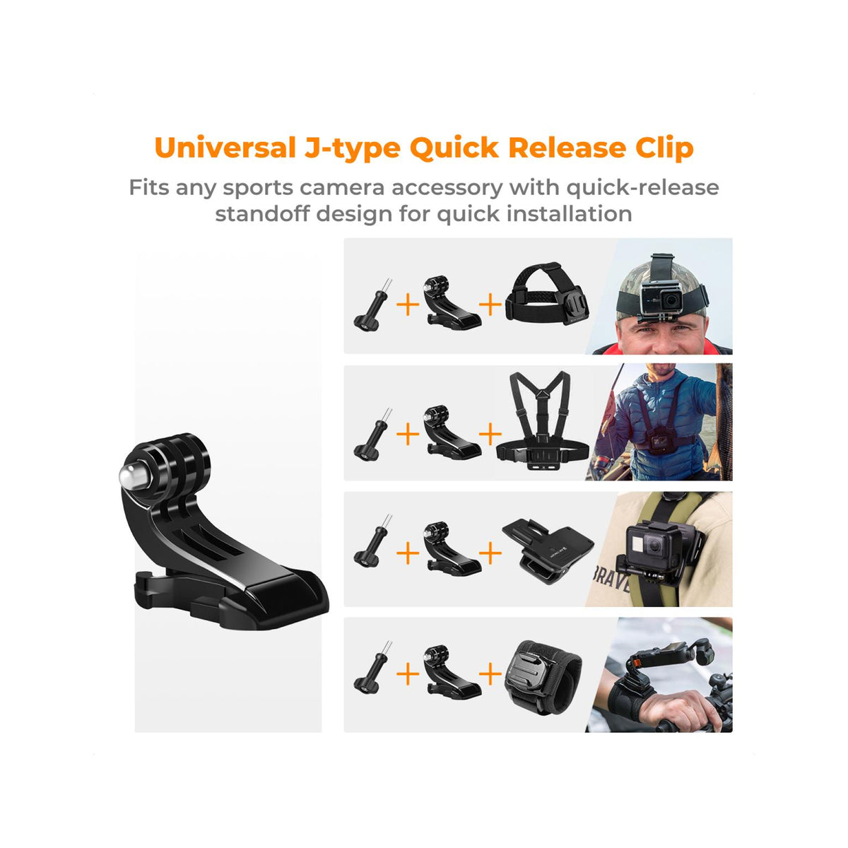 K&F Concept SKU.2289 Head Strap & Chest Mount Accessories Set for GoPro / DJI Osmo / Insta360 Action Camera