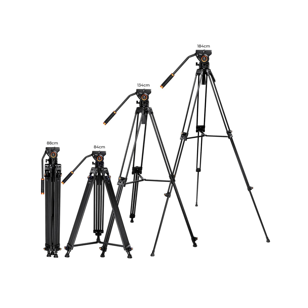 K&F Concept VA18 + VH081 Aluminum Alloy K&F Camera Video Tripod with Panorama Fluid Hydraulic Billhead (KF09.121)