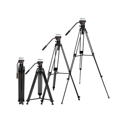 K&F Concept VA18 + VH081 Aluminum Alloy K&F Camera Video Tripod with Panorama Fluid Hydraulic Billhead (KF09.121)