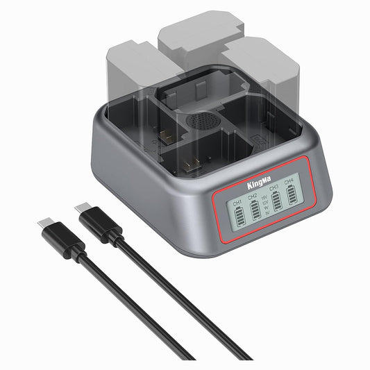 KingMa 4-Slot USB-C Fast Battery Charger For The Sony NP-FZ100