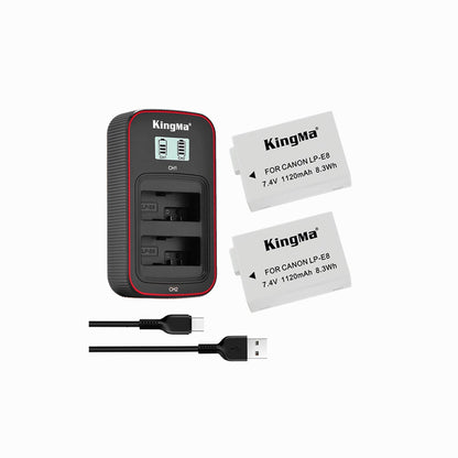 KingMa LP-E8 2-Pack Battery and LCD Dual Charger Kit for Canon