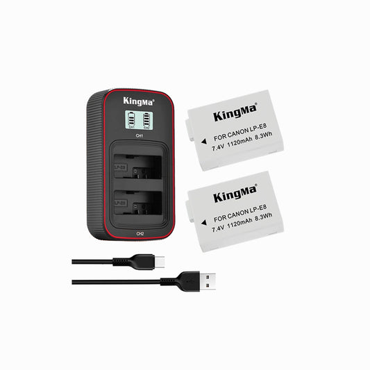 KingMa LP-E8 2-Pack Battery and LCD Dual Charger Kit for Canon